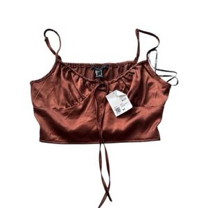 Forever 21 Brown Satin Crop Top